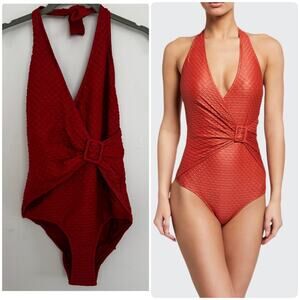 Agua De Coco By Liana Thomaz Textured Halter One-Piece Swimsuit